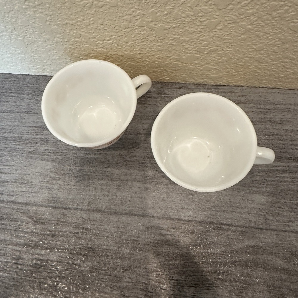 Pyrex Harvest Home Set 2 Milk Glass Wheat Flowers Coffee Tea Cups - Picture 7 of 9